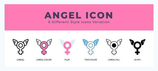 Angel icon in filled. thin line. outline stroke and flat style.