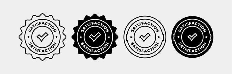 Circular stamps featuring check marks and the word satisfaction. Suitable for customer service