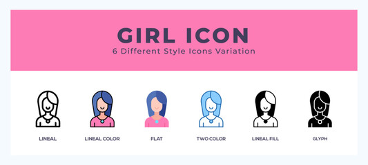 Girl icon symbol. isolated. vector illustration with different styles