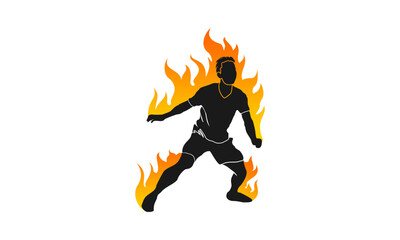 Obraz premium Men's athlete with fire spirit illustration design vector