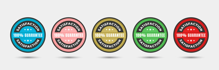 Five round seals, each 100% guarantee satisfaction