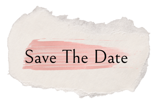 Save the date png word sticker typography, torn paper transparent background - Powered by Adobe
