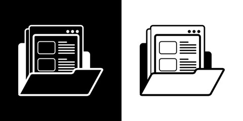 Portfolio icon. Business icon. Online business. Black icon. Silhouette icon