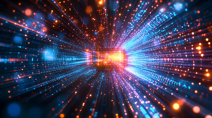 Obraz premium Abstract technology background of high speed global data transfer, ultra fast broadband and connection, digital cyber tech motion