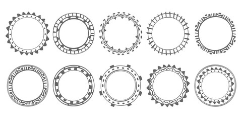 Ethnic tribal circles  hand drawn frame set