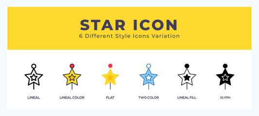 Star icon illustration vector with different styles