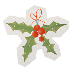 Holly berry png sticker, paper cut on transparent background