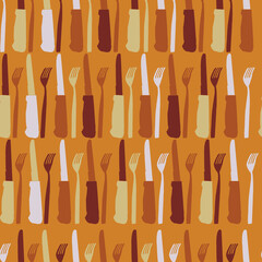 retro crockery and utensils artwork seamless pattern
