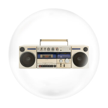 recommend clip art: Retro cassette radio png bubble element, transparent background