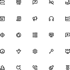 Online Marketing Icon Set Collection. 2D Icons Editable Outline Style and Pixel Perfection