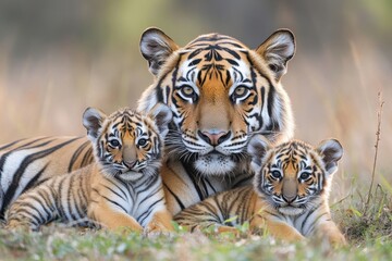 the cubs and their mother tiger