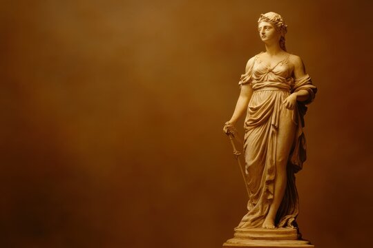 Themis silhouette on brown backdrop