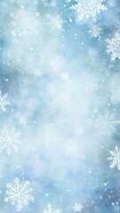 vertical winter-themed background with gradient of light to darker blue tones, resembling snowy sky, snowflakes frame, banner with copy space, watercolor illustration. Christmas, New Year, winter .