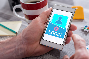 Login concept on a smartphone