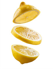 Leuchtend gelbe Zitronen Ausgeschnitten: Perfekte Zitrusfr&uuml;chte f&uuml;r Erfrischende Rezepte