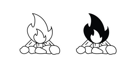 bonfire set icon with white background vector stock illustration