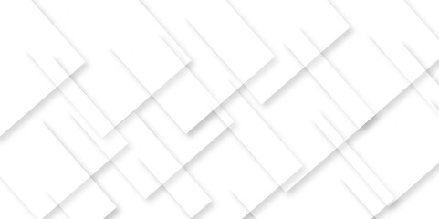 White geometric overlapping square pattern. Vector illustration technology background with shadow. Modern minimal and clean white background with realistic line. light silver background modern design	