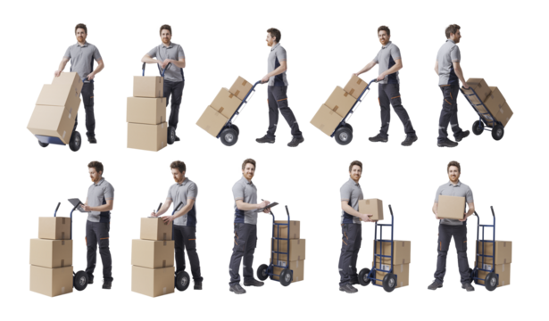Delivery man at work portraits collection