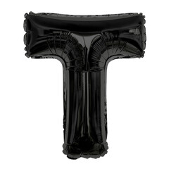 Png alphabet T clipart, black foil balloon, transparent background