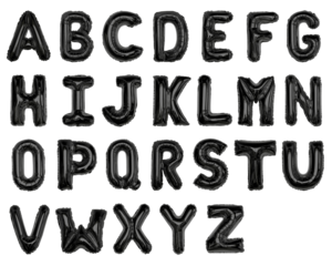 Letter png stickers, A to Z foil balloon alphabet set, transparent background