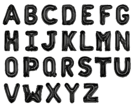 Letter png stickers, A to Z foil balloon alphabet set, transparent background