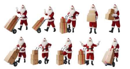 Santa Claus carrying delivery boxes