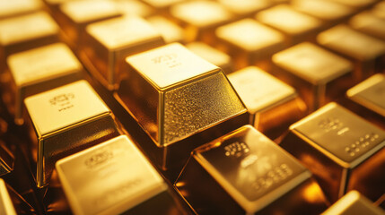 Rows of gleaming gold bars arranged in a pattern