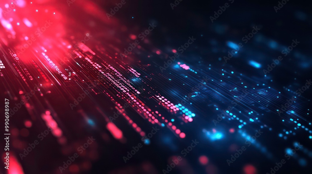 Poster abstract background with blue and red lights.