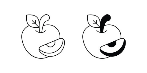 apple set icon with white background vector stock illustration