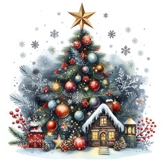 Minimalist Hand Painted Christmas Tree Canvas Wall Art