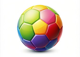Fototapeta premium Isolated soccer ball vector leaping off a white backdrop, bursting with dynamic colors and movement, ideal for sports