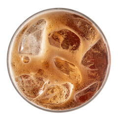Aerial view of fizzy drink in a glass