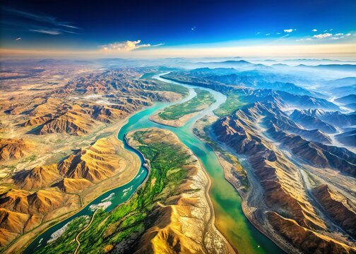 Majestic rivers Ganga, Brahmaputra, and Indus flow through India's diverse landscape, flanked by the majestic Himalayas