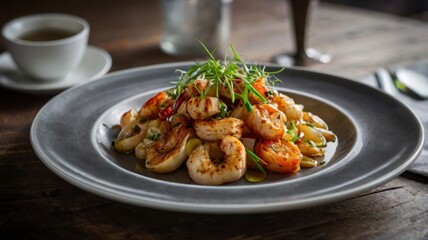 Tasty dish served on a table