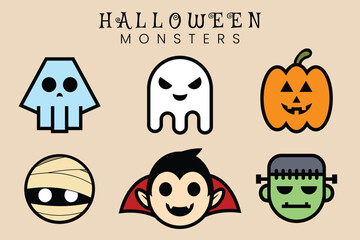 Illustration vector graphic halloween monsters cute