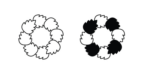 autumn wreath set icon with white background vector stock illustration