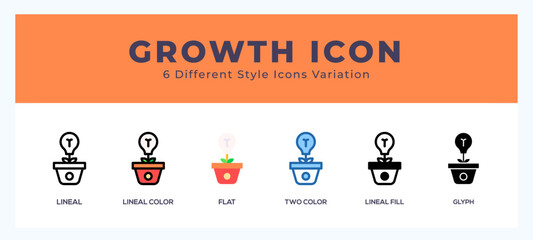 Growth icon set with different styles. Vector illustration.