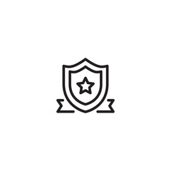 Obraz premium Icon of a shield with a star and ribbon. A star-shaped award, symbolizing achievement and recognition. Editable icon.