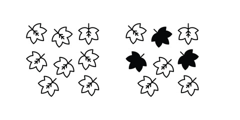 fall leaves set icon with white background vector stock illustration