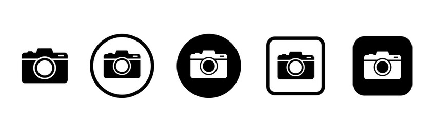 Camera icon set. Photo camera in flat style. Camera symbol.