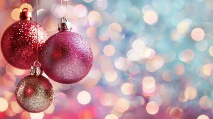 Bright and cheerful Christmas newsletter background with ornaments