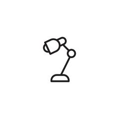 A simple line drawing of a desk lamp on icon. A single-line drawing of a desk lamp with a rounded shade and adjustable arm. Editable icon.