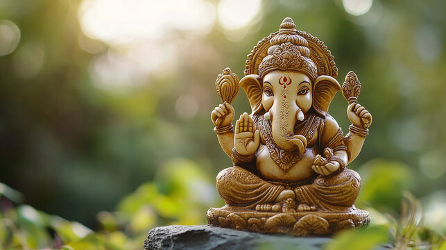 Telo Sfondo Decorativo Ganesh Con Mucca E Loto - 244x152 Cm - Per Pooja, Matrimoni E Festival Indiani