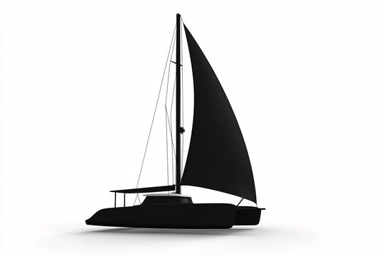 A sleek catamaran silhouette mockup on a pristine white backdrop, perfect for displaying your design ideas and marketing materials.