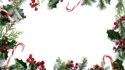 Free Christmas border design featuring candy canes and mistletoe
