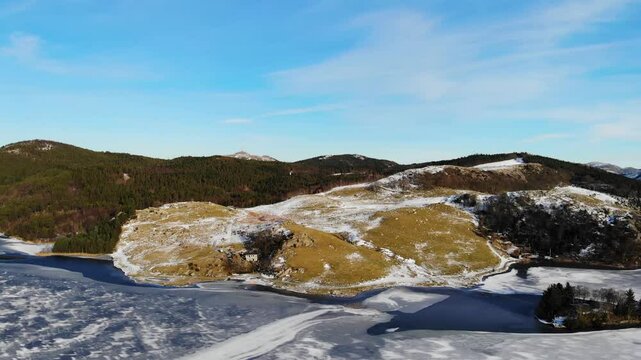 Aerial Drone Footage of &Aring;lg&aring;rd, Norway in Winter