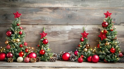 Free decorative border with Christmas trees and ornaments