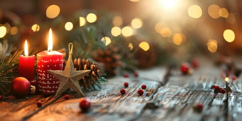 Holiday service background featuring religious symbols and festive decor