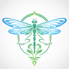 dragonfly ornamental decorative color symbol logo