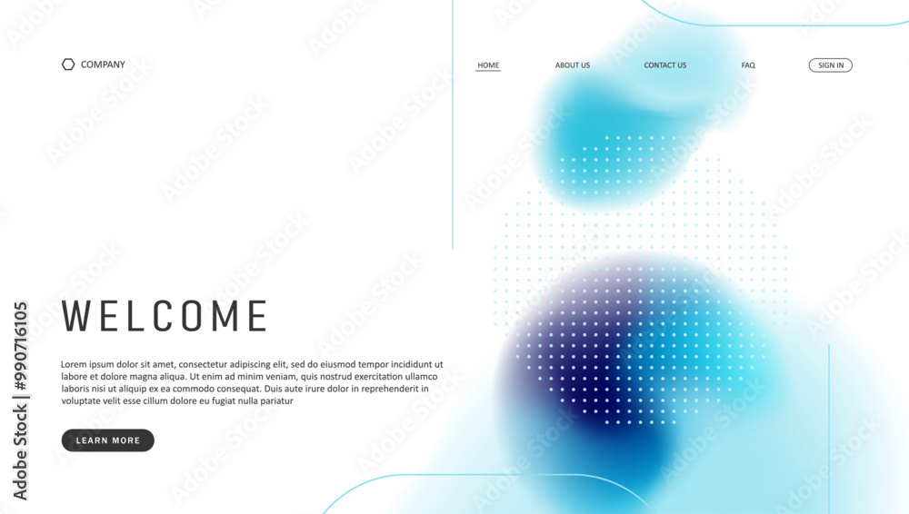 Poster abstract wave futuristic design of landing page. retro gradient mesh website design